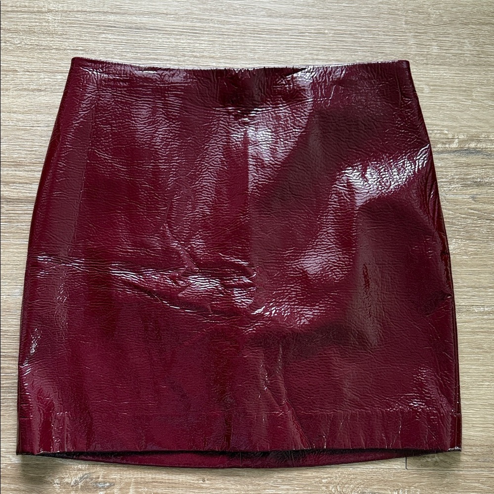 Express Burgundy Leather Skirt